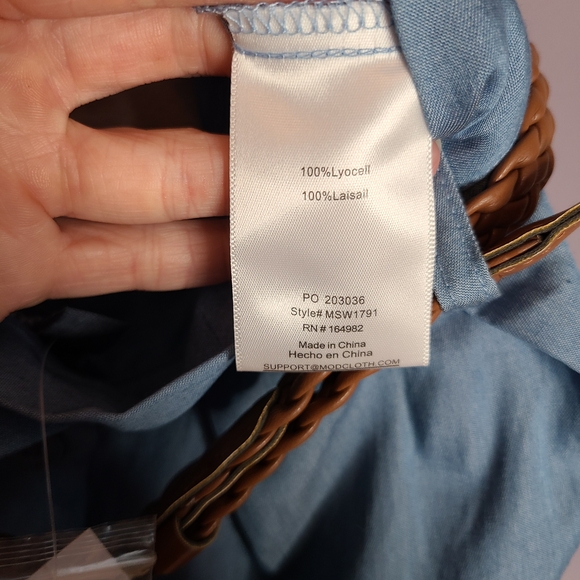 Modcloth Light Blue A-Line Skirt with Brown Belt - Picture 7 of 7